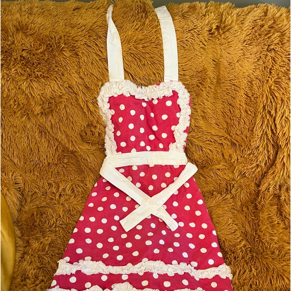 Adult Pink Polka Dot Ruffle Apron